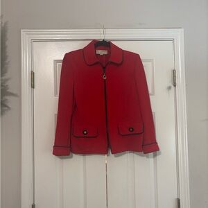 St. John Red Blazer with Black Trim